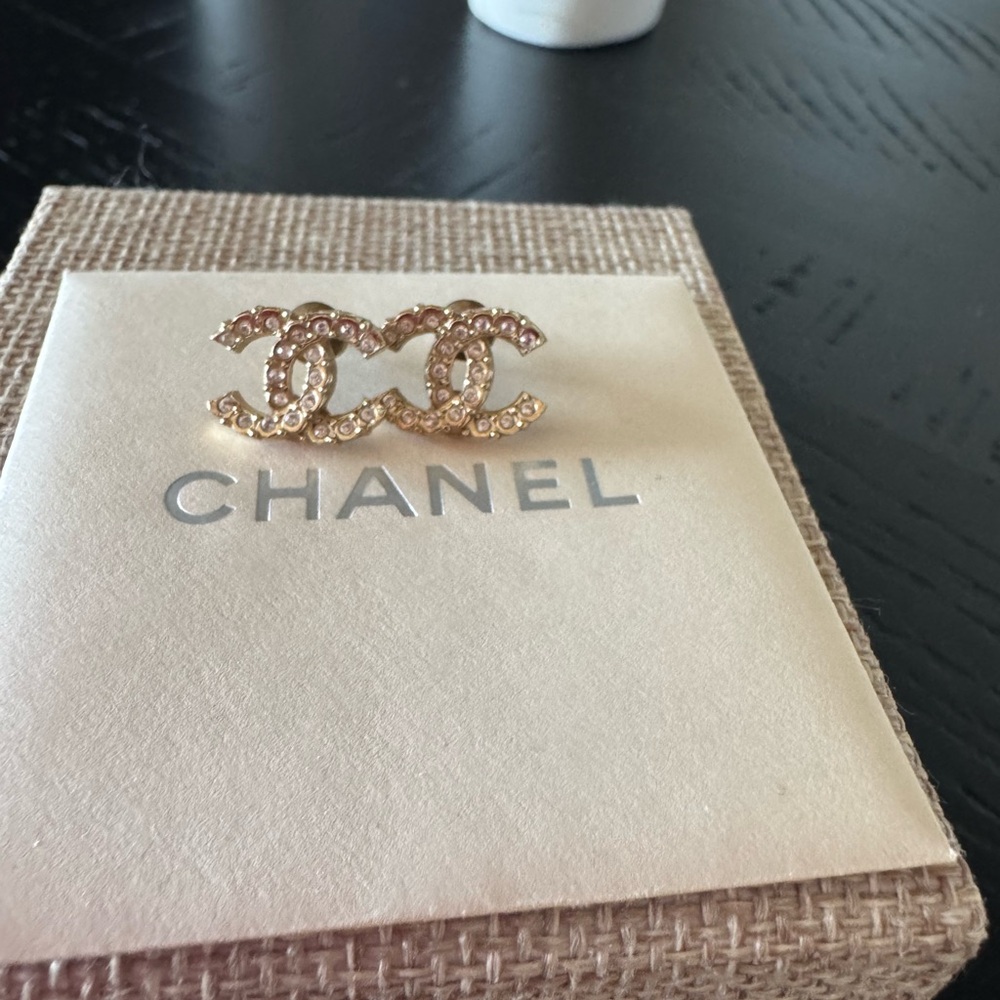 CHANEL Gold-Tone CC Logo Earrings